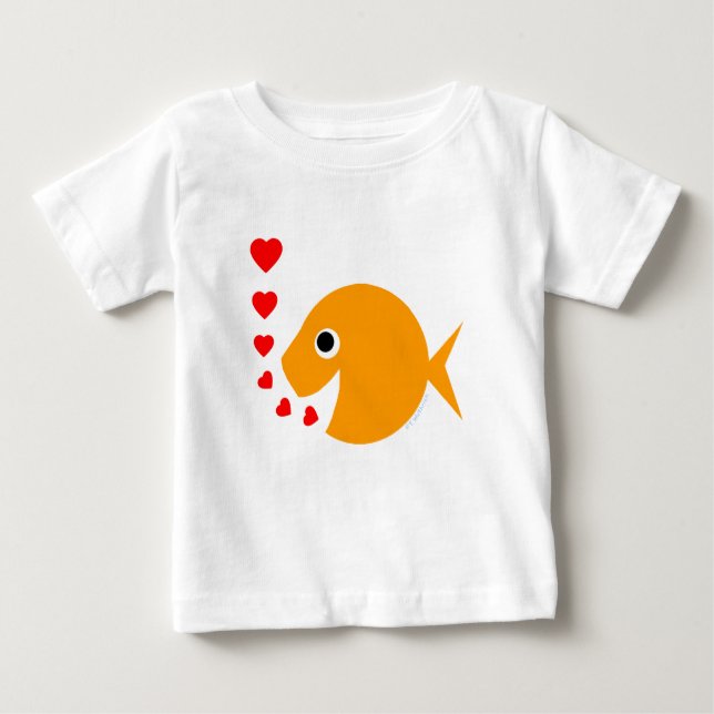 Cute Baby Goldfish Blowing Kisses Like Bubbles T-Shirt (Front)