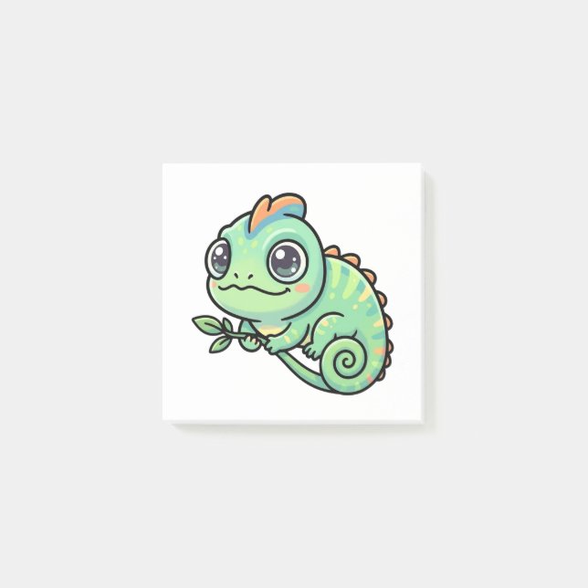 Cute Baby Green Chameleon Post-it Sticker Notes (Front)
