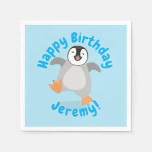 Cute baby happy emperor penguin cartoon napkin