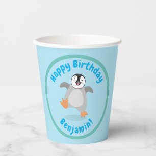 Cute baby happy emperor penguin cartoon paper cups