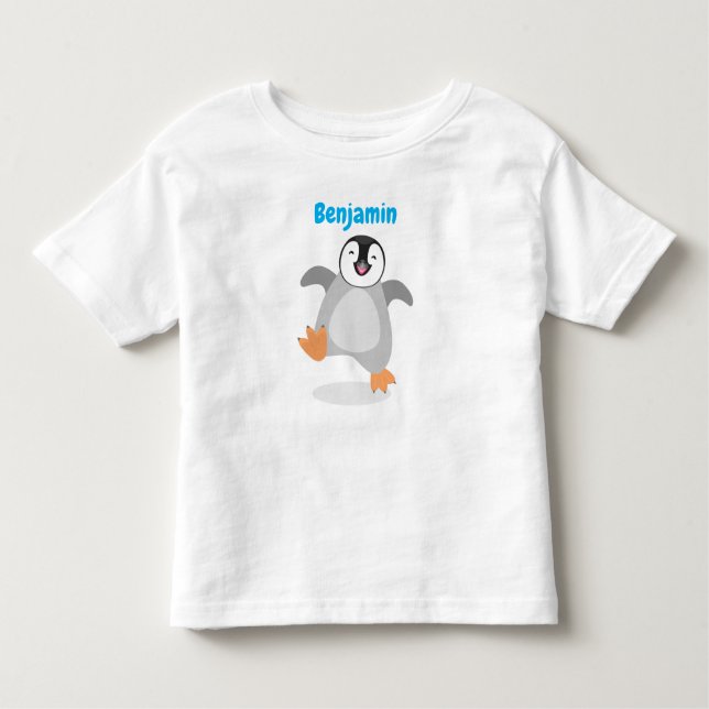 Cute baby happy emperor penguin cartoon toddler T-Shirt (Front)