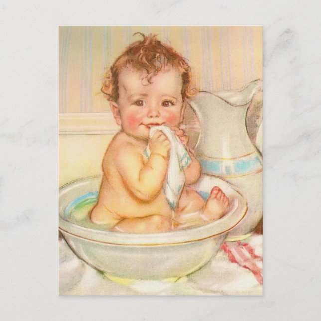 Cute Baby Having a Bath Postcard (Front)
