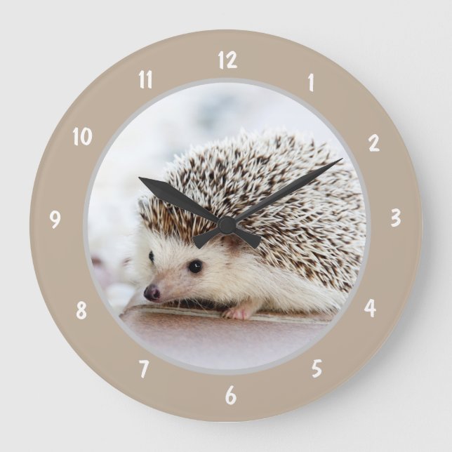 Cute Baby Hedgehog Large Clock (Front)