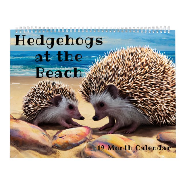 Cute Baby Hedgehog Pictures at the Colourful Beach Calendar (Cover)