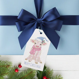 Cute Baby Highland Cow Calf Christmas Gift Tags