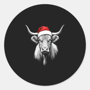 Cute Baby Highland Cow Christmas Santa Gifts Xmas Classic Round Sticker
