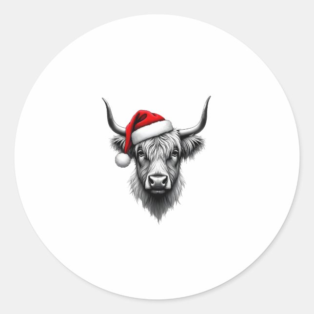 Cute Baby Highland Cow Christmas Santa Gifts Xmas  Classic Round Sticker (Front)
