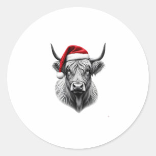 Cute Baby Highland Cow Christmas Santa Gifts Xmas Classic Round Sticker