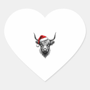 Cute Baby Highland Cow Christmas Santa Gifts Xmas  Heart Sticker