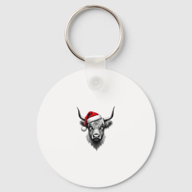 Cute Baby Highland Cow Christmas Santa Gifts Xmas  Key Ring (Front)