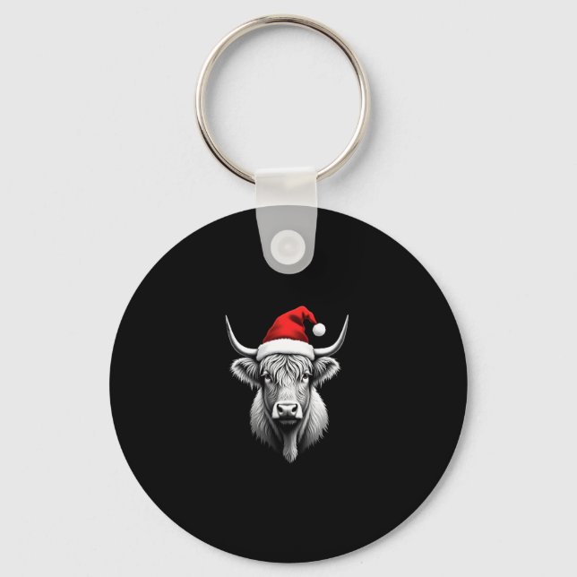 Cute Baby Highland Cow Christmas Santa Gifts Xmas  Key Ring (Front)