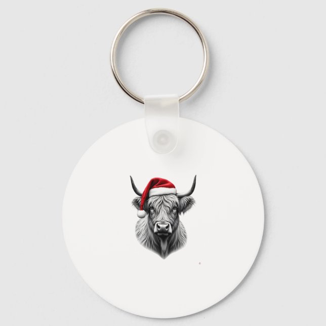 Cute Baby Highland Cow Christmas Santa Gifts Xmas  Key Ring (Front)
