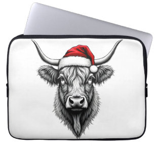 Cute Baby Highland Cow Christmas Santa Gifts Xmas Laptop Sleeve