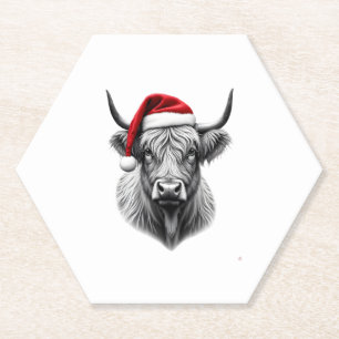 Cute Baby Highland Cow Christmas Santa Gifts Xmas  Paper Coaster