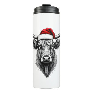 Cute Baby Highland Cow Christmas Santa Gifts Xmas Thermal Tumbler