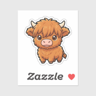 Cute Baby Highland Cow Custom-Cut Vinyl Sticker
