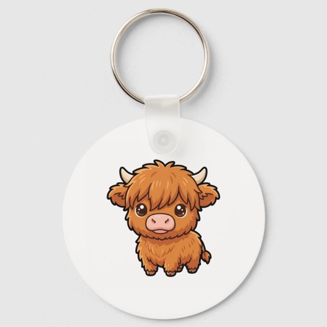 Cute Baby Highland Cow Keychain (Front)