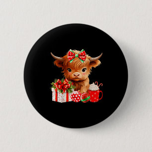 Cute Baby Highland Cow Merry Christmas Farmer Cow  6 Cm Round Badge