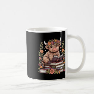 Cute Baby Highland Cow Reading Book Bookworm Coffee Mug