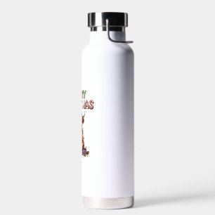Cute Baby Highland Cow With Christmas Lights  Water Bottle