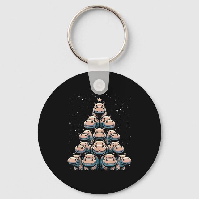 Cute Baby Hip Christmas Tree Hiptamus Christmas  Key Ring (Front)