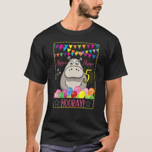 Cute Baby Hippo   5th Birthday Animal Hippopotamus T-Shirt