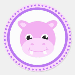 Cute Baby Hippo Cartoon Stickers