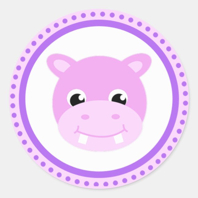 Cute Baby Hippo Cartoon Stickers (Front)