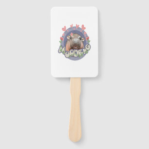 Cute Baby Hippo Moo Deng Bouncy Pig in Thai Hippop Hand Fan