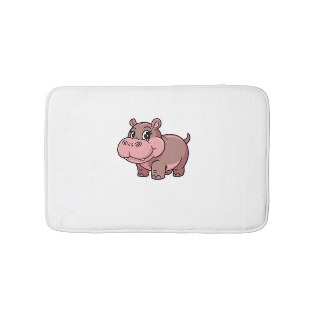 Cute Baby Hippo Moo Deng Long Sleeve T-Shirt Bath Mat (Front)
