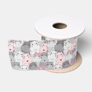 Cute Baby Hippo Ribbon Satin Ribbon