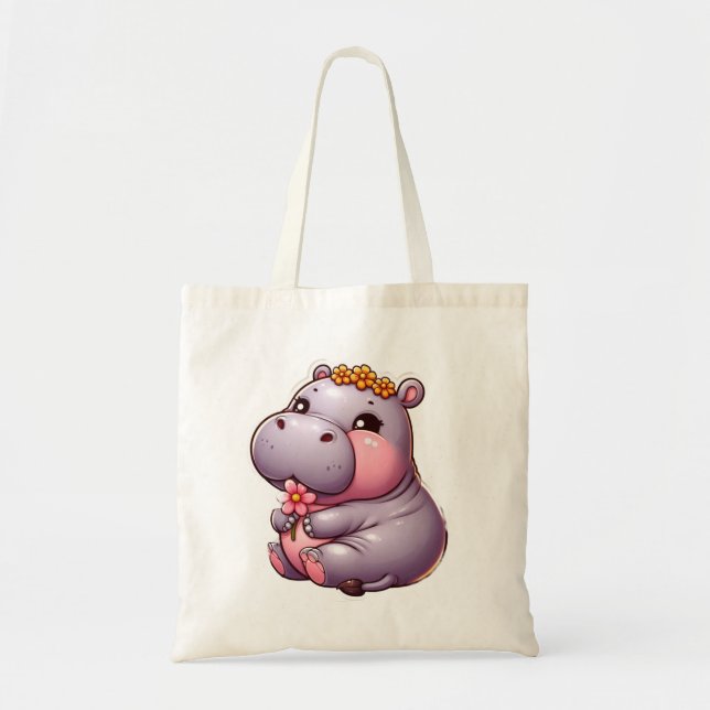 Cute Baby Hippo Tote Bag (Front)