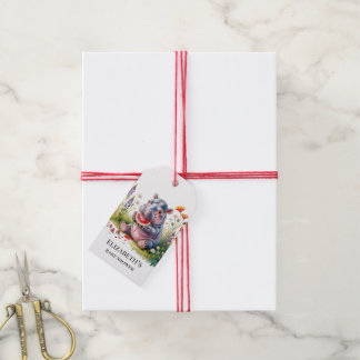 Cute Baby Hippopotamus Watermelon Baby Shower Gift Tags