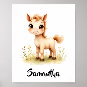 Cute Baby Horse Personalised Nursery Wall Art