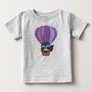 Cute Baby Hot Air Balloon Racoon Cartoon T-Shirt