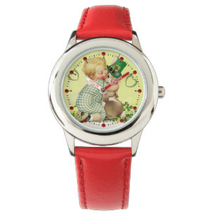 CUTE BABY HUGGING RABBIT IRISH ST. PATRICK'S DAY WATCH