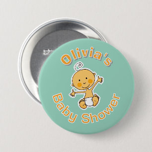 Cute Baby Illustration Personalised Baby Shower 7.5 Cm Round Badge