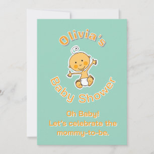 Cute Baby Illustration Personalised Baby Shower Invitation