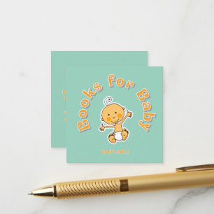 Cute Baby Illustration Sage Green Books for Baby Enclosure Card
