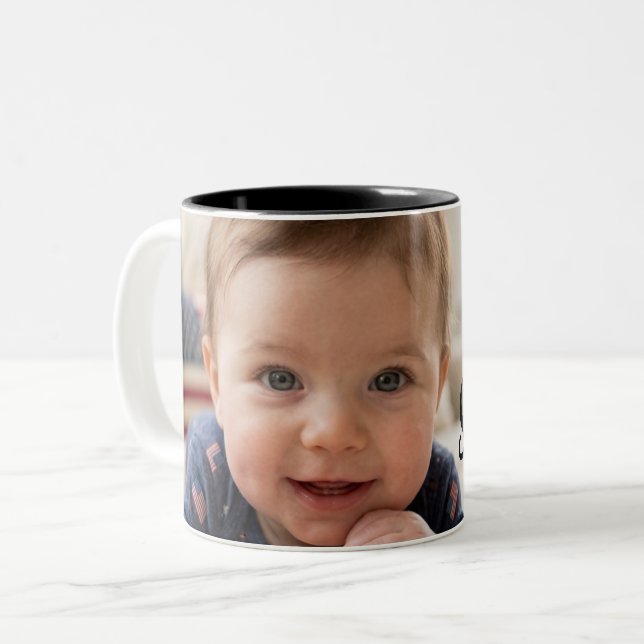 Cute Baby Imaged Typography Two-Tone Coffee Mug (Front Left)