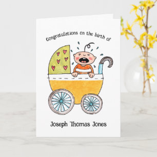 Cute Baby in Pram Congratulations on the Birth of Card