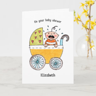 Cute Baby in Pram On your baby shower Card