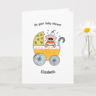 Cute Baby in Pram On your baby shower Card