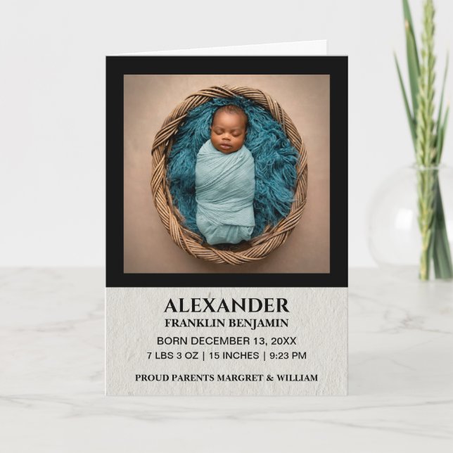 Cute Baby Infant Newborn Photo Birth Personalise Announcement (Front)