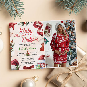 Cute Baby Its Cold Outside Christmas Baby Shower Invitation