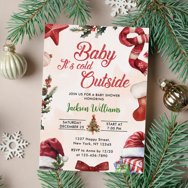 Cute Baby Its Cold Outside Christmas Baby Shower Invitation (Creator Uploaded)