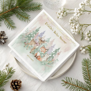 Cute Baby It's Cold Outside Winter Woodland Napkin