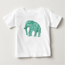 Cute baby jersey tee with patterned elephant desig