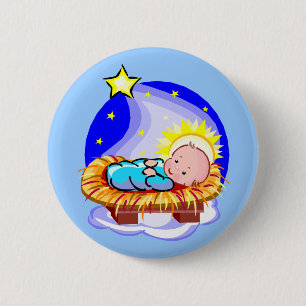 Cute Baby Jesus And Star 6 Cm Round Badge
