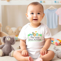 Cute Baby Jungle Animals Wild One Arrived